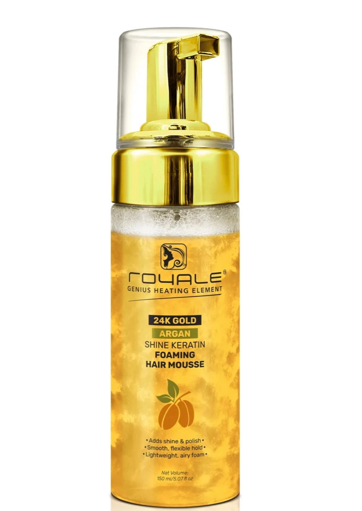 Royale 24K Gold Argan Shine Keratin Foaming Hair Mousse