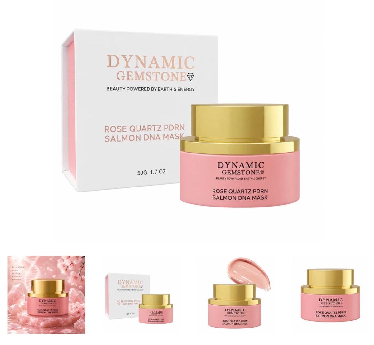 Dynamic Gemstone Rose Quartz PDRN Salmon DNA Mask