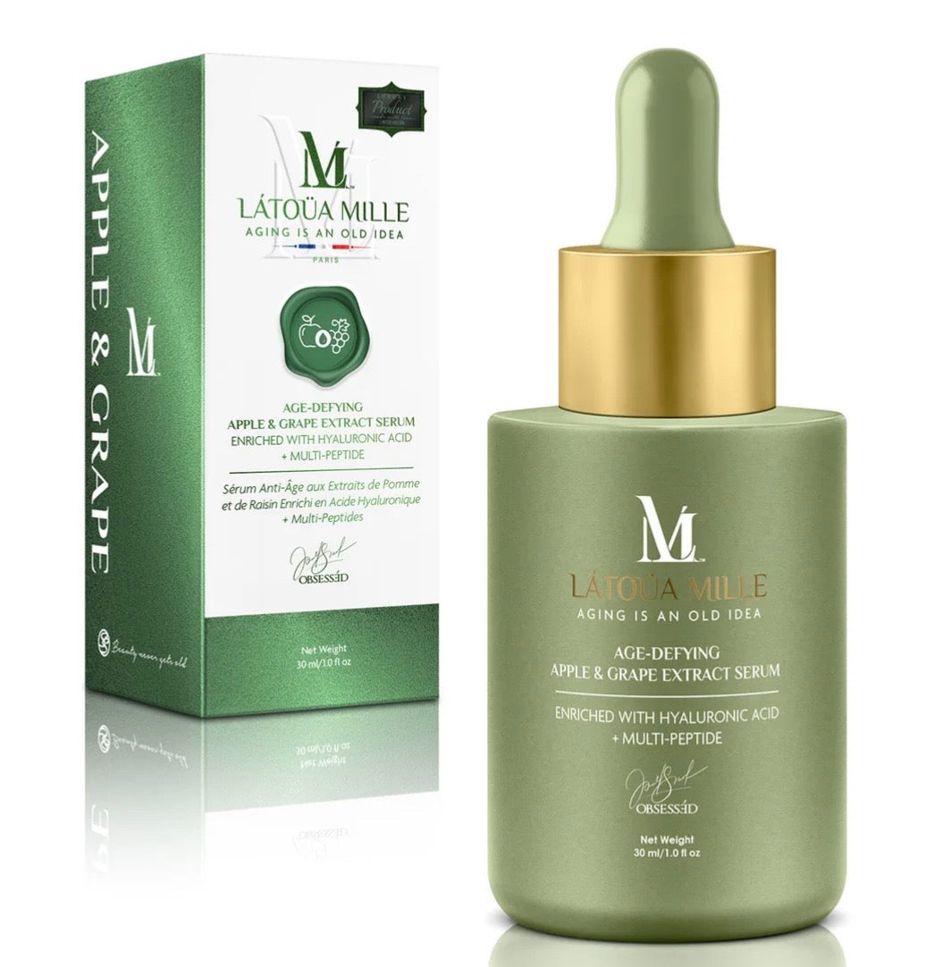 LATOUA MILLE Age-Defying Apple & Grape Extract Serum Enriched With Hyaluronic Acid + Multi-Peptide