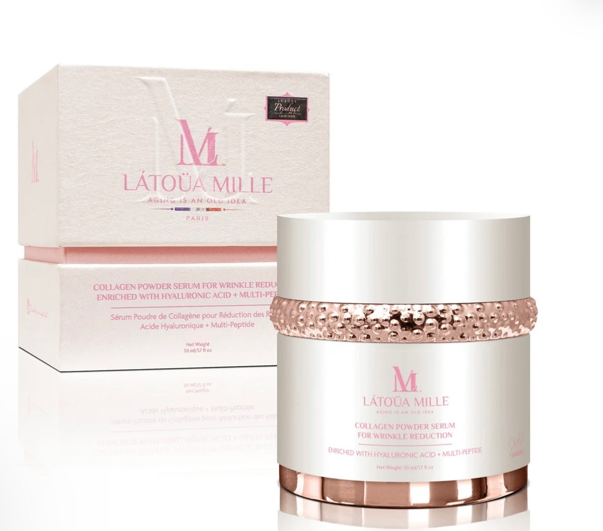 LÁTOÜA MILLE Collagen Powder Serum for Wrinkle Reduction Hyaluronic Acid + Multi-Peptide