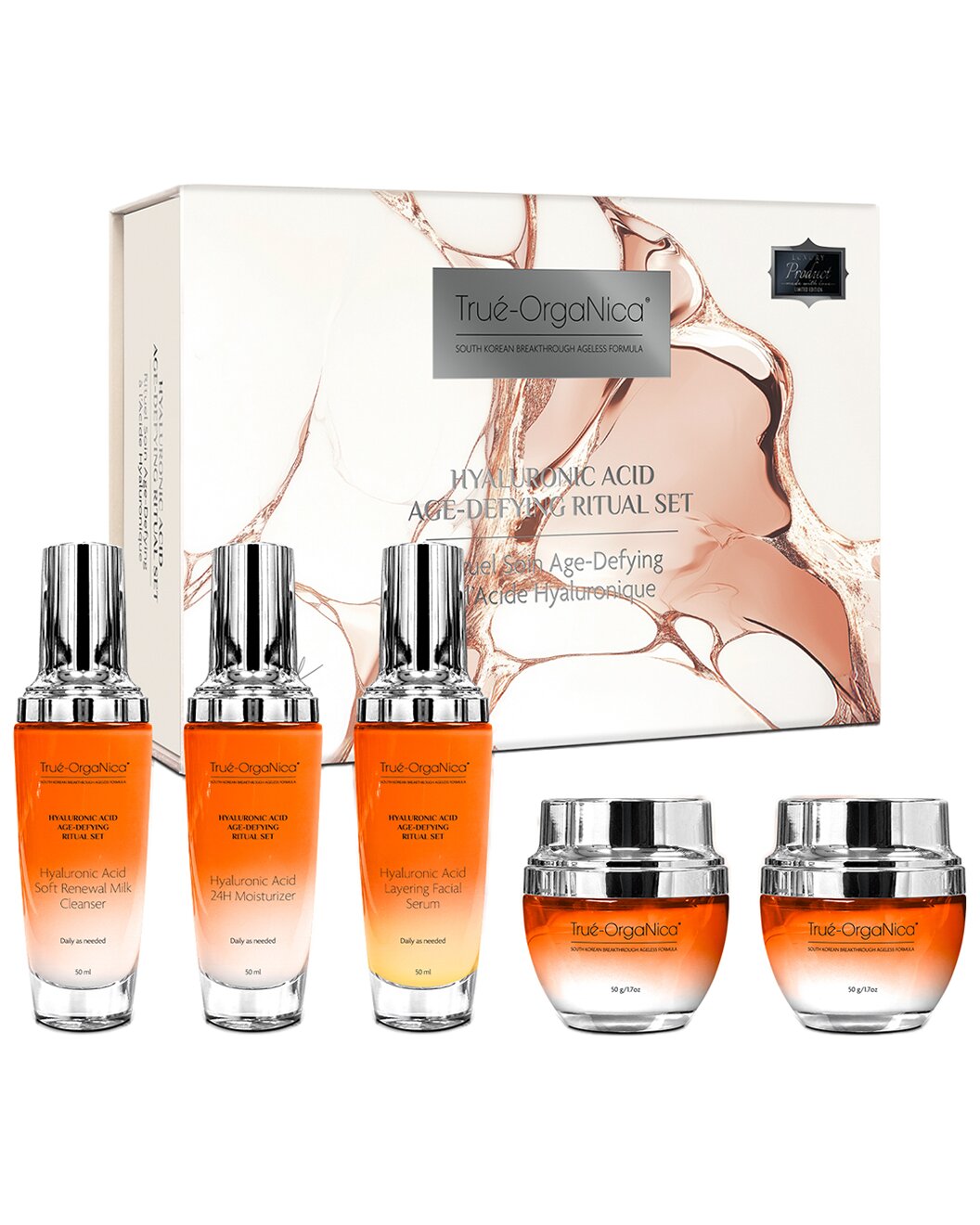 True Organica Hyaluronic Acid Age-Defying Ritual Set 5 Piece
